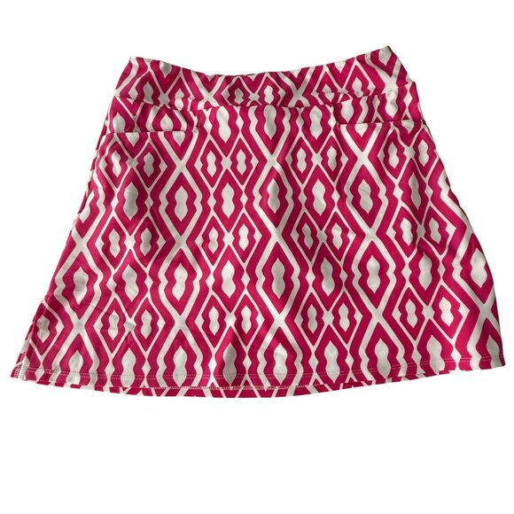 Jude Connally Dresses & Skirts - Jude Connally Pink & White Diamond Print A-Line Skirt S Nylon/Spandex
